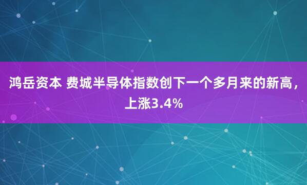 鸿岳资本 费城半导体指数创下一个多月来的新高，上涨3.4%