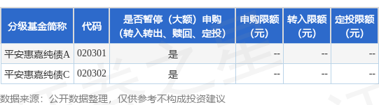 大象配资 公告速递：平安惠嘉纯债基金暂停接受个人投资者申购、转换转入和定期定额投资
